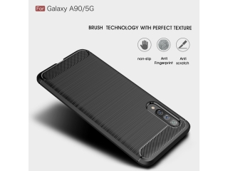 Samsung Galaxy A90 5G Carbon Gummi Hülle TPU Case schwarz