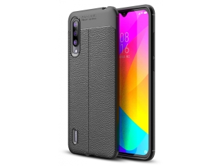 Xiaomi Mi 9 Lite Leder Design Gummi Hülle TPU Cover schwarz