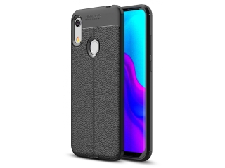 Honor 8A Leder Design Gummi Hülle TPU Cover schwarz