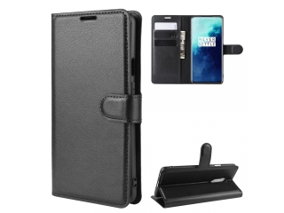 OnePlus 7T Pro Lederhülle Portemonnaie Karten Etui schwarz