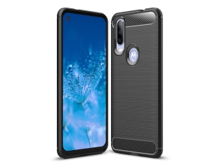 Motorola One Action Carbon Gummi Hülle TPU Case schwarz