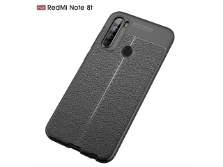 Xiaomi Redmi Note 8T Leder Design Gummi Hülle TPU Cover schwarz