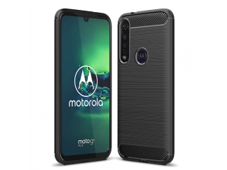 Motorola Moto G8 Plus Carbon Gummi Hülle TPU Case schwarz