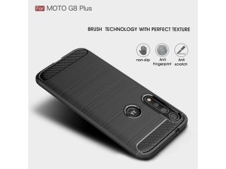 Motorola Moto G8 Plus Carbon Gummi Hülle TPU Case schwarz