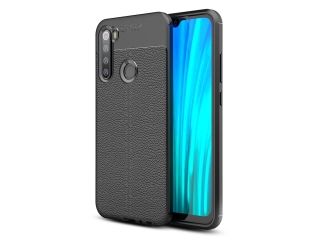 Xiaomi Redmi Note 8 Leder Design Gummi Hülle TPU Cover schwarz