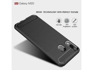 Samsung Galaxy M20 Carbon Gummi Hülle TPU Case schwarz