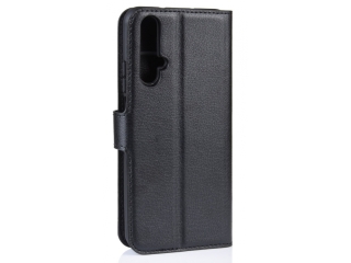 Huawei Nova 5T Lederhülle Portemonnaie Karten Etui schwarz