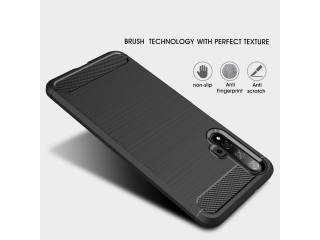 Huawei Nova 5T Carbon Gummi Hülle TPU Case schwarz