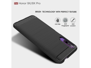 Honor 9X Carbon Gummi Hülle TPU Case schwarz