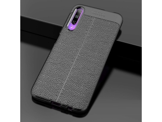 Honor 9X Leder Design Gummi Hülle TPU Cover schwarz