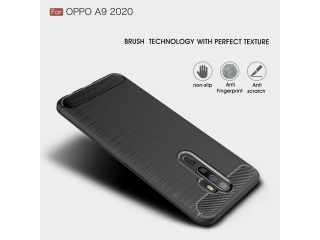 Oppo A9 2020 Carbon Gummi Hülle TPU Case schwarz