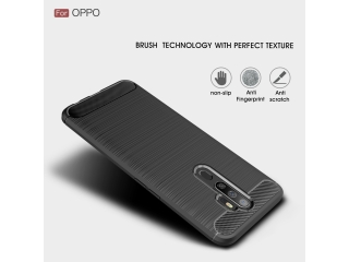 Oppo A5 2020 Carbon Gummi Hülle TPU Case schwarz