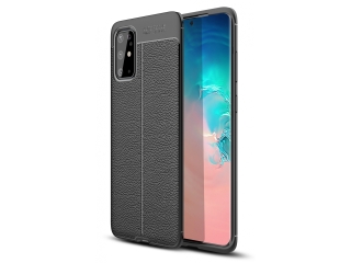 Samsung Galaxy S20+ Leder Design Gummi Hülle TPU Cover schwarz