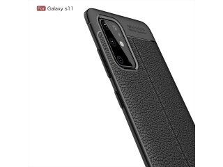 Samsung Galaxy S20+ Leder Design Gummi Hülle TPU Cover schwarz