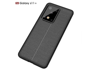 Samsung Galaxy S20 Ultra Leder Design Gummi Hülle TPU Cover schwarz