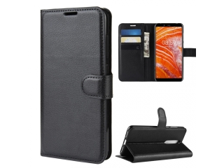 Nokia 3.1 Plus Lederhülle Portemonnaie Karten Etui schwarz