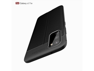 Samsung Galaxy S20 Leder Design Gummi Hülle TPU Cover schwarz