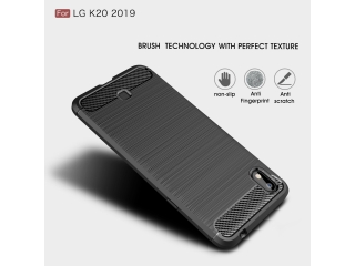 LG K20 Carbon Gummi Hülle TPU Case schwarz