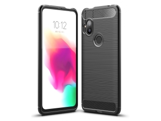 Motorola One Hyper Carbon Gummi Hülle TPU Case schwarz