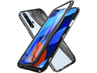 Huawei Nova 5T Alu Magnetic Glass Case Panzerglas Vorne & Hinten schwarz