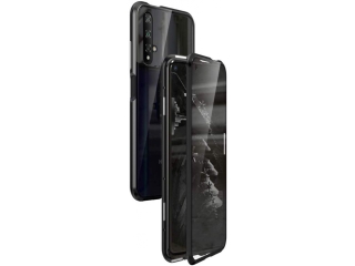 Huawei Nova 5T Alu Magnetic Glass Case Panzerglas Vorne & Hinten schwarz