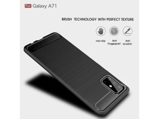 Samsung Galaxy A71 Carbon Gummi Hülle TPU Case schwarz