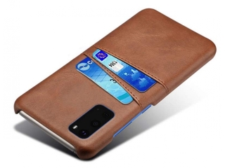 Samsung Galaxy S20 Ultra Leder Case Hülle für Bank & Kreditkarten braun