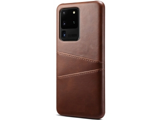 CardCaddy Samsung Galaxy S20 Ultra Leder Backcase mit Kartenfächern braun