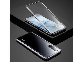 Oppo Reno3 Alu Magnetic Glass Case Panzerglas Vorne & Hinten schwarz