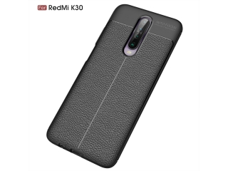 Xiaomi Redmi K30 Leder Design Gummi Hülle TPU Cover schwarz