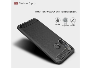 Realme 5 Pro Carbon Gummi Hülle TPU Case schwarz