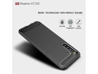 Realme X2 Carbon Gummi Hülle TPU Case schwarz