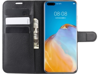 Huawei P40 Pro+ Lederhülle Portemonnaie Karten Etui schwarz
