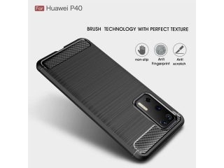 Huawei P40 Carbon Gummi Hülle TPU Case schwarz