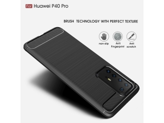 Huawei P40 Pro Carbon Gummi Hülle TPU Case schwarz