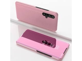 Huawei Nova 5T Flip Cover Clear View Case transparent rosa