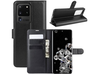 Samsung Galaxy S20 Ultra Lederhülle Portemonnaie Karten Etui schwarz