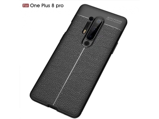 OnePlus 8 Pro Leder Design Gummi Hülle TPU Cover schwarz