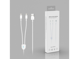 2-in-1 Doppel Dual Lightning Ladekabel für zwei iPhones - weiss