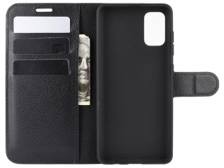 Samsung Galaxy A41 Lederhülle Portemonnaie Karten Etui schwarz