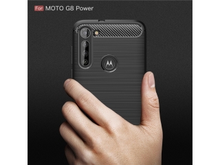 Motorola Moto G8 Power Carbon Gummi Hülle TPU Case schwarz
