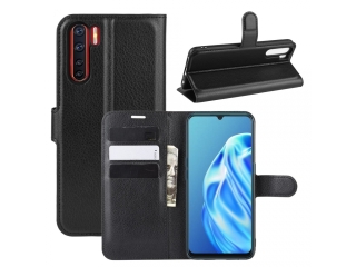 Oppo A91 Lederhülle Portemonnaie Karten Etui schwarz