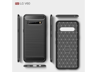 LG V60 ThinQ 5G Carbon Gummi Hülle TPU Case schwarz