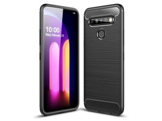 LG K61 Carbon Gummi Hülle TPU Case schwarz