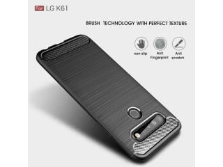 LG K61 Carbon Gummi Hülle TPU Case schwarz