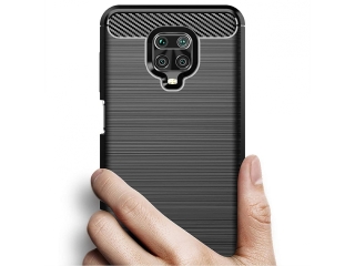 Xiaomi Redmi Note 9S Carbon Gummi Hülle TPU Case schwarz