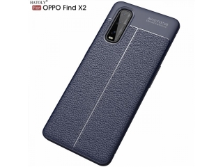 Oppo Find X2 Leder Design Gummi Hülle TPU Cover blau