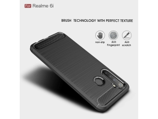 Realme 6i Carbon Gummi Hülle TPU Case schwarz