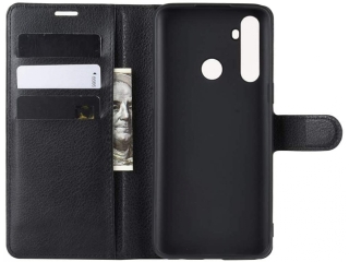 Realme 6i Lederhülle Portemonnaie Karten Etui schwarz