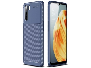 Oppo A91 Carbon Design Hülle TPU Case flexibel blau